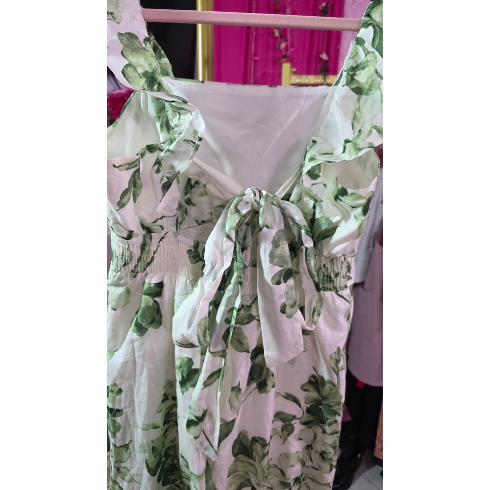 Taylor Green Floral Wide Leg Jumpsuit Ruffle Strap Cotton Womens Size Medium - Picture 11 of 13
